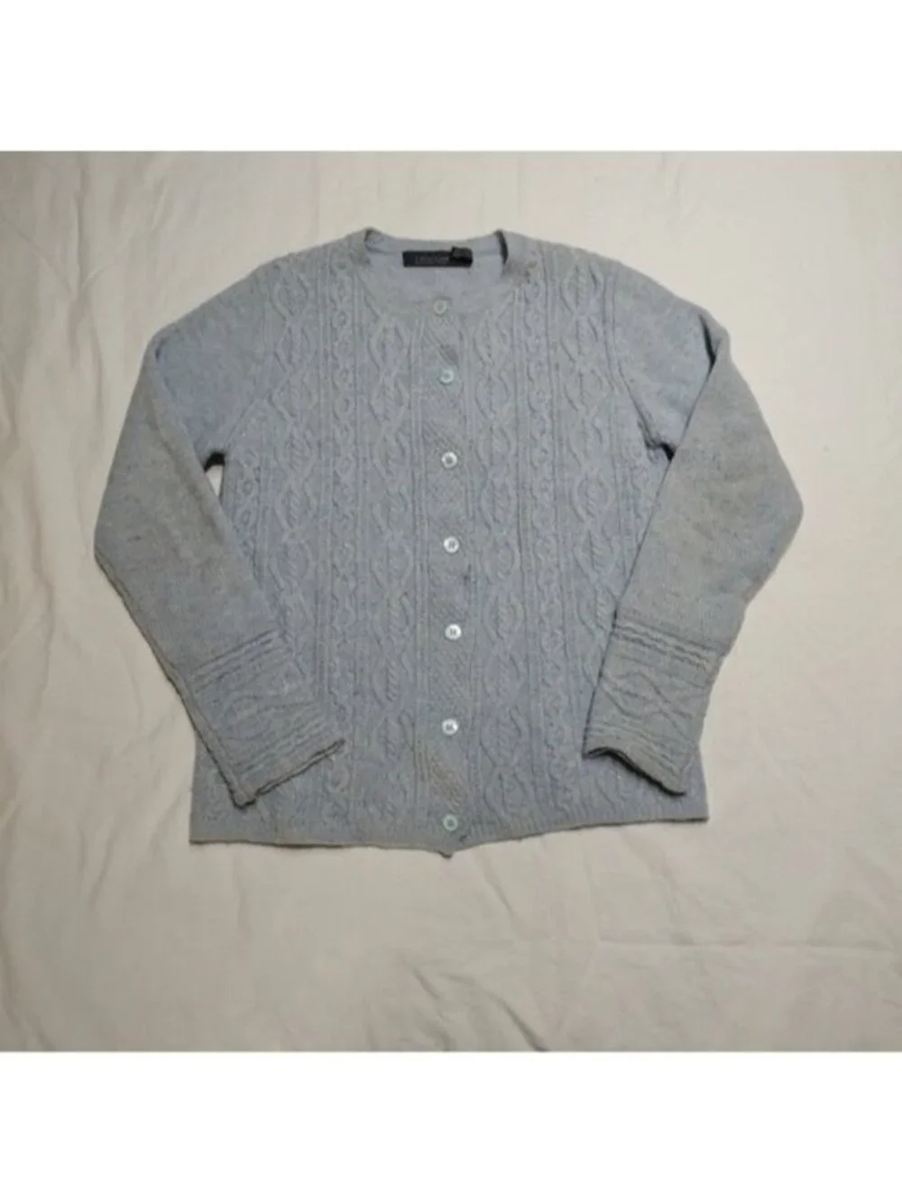 Ireland Eyes Light Blue Cable Knit Wool Cashmere Cardigan S
